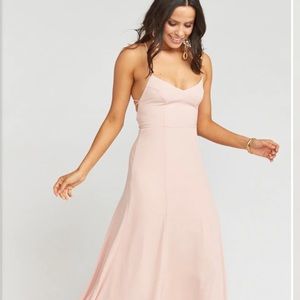 Show me your mumu gown- style :Godshaw goddess gown in color: dusty blush crisp